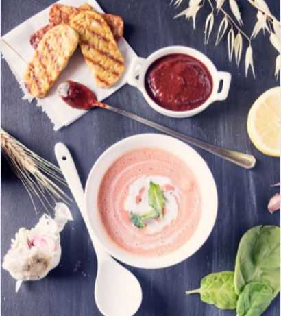 Crema de camote, coliflor y un poquito de betarraga